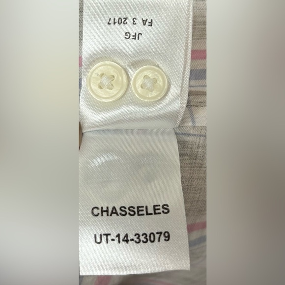 NEW UNTUCKit The Chasseles Plaid Button Up Long Sleeve Cotton Gray/Pink 2 0975 - Picture 7 of 8